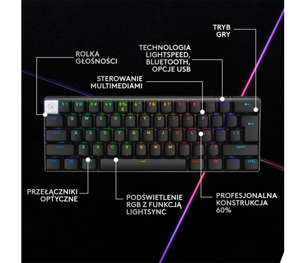 Logitech G PRO 60 Lightspeed Tactile czarny - 1238394 - zdjęcie 10